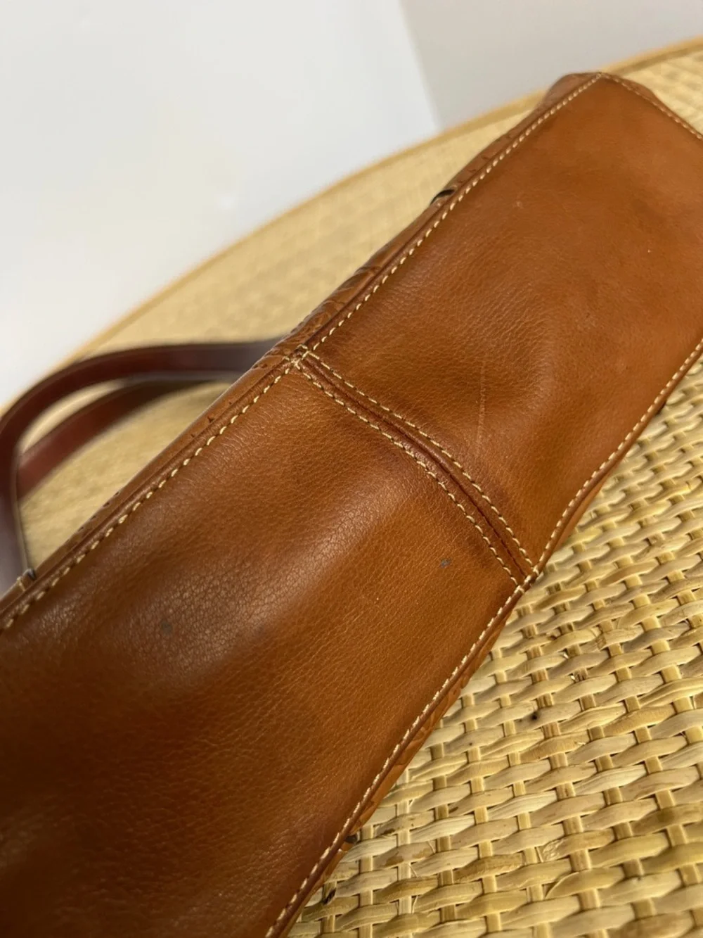 Fossil Tooled Floral leather Y2K Satchel Shoulder Bag Caramel Brown Leather - Picture 13 of 13
